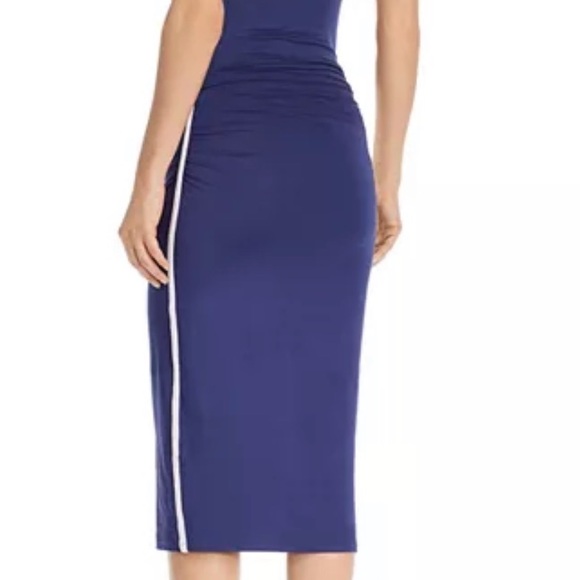Enza Costa Navy Midi Dress with White Trim - Picture 2 of 3